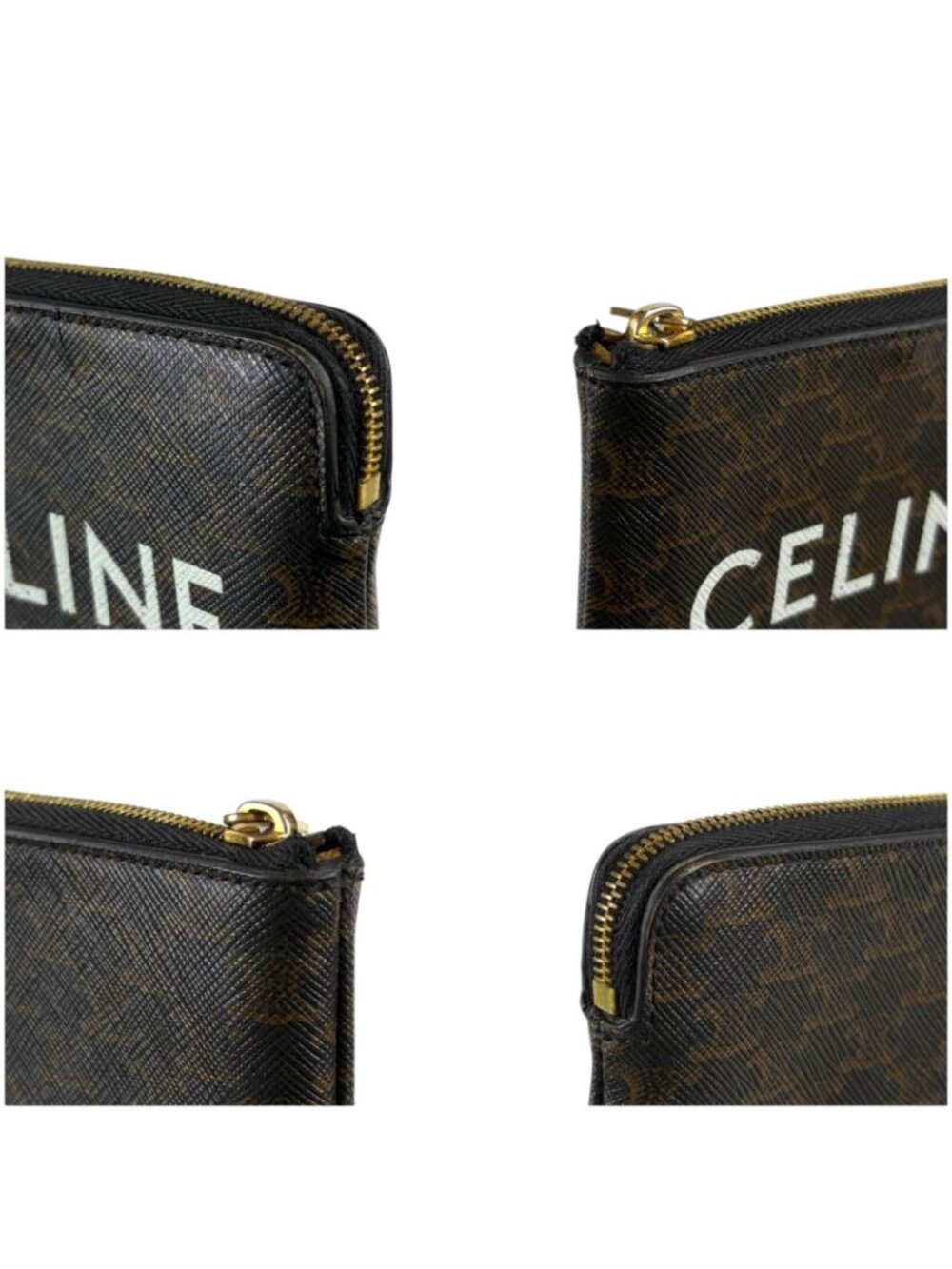 Celine Coin & Card Case Triomphe Canvas Mini Wallet Fragment Black Macadam - Picture 6 of 14